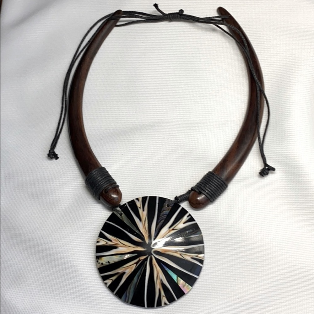 Abalone and wooden necklace